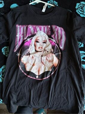 Bella Canvas Black Tee with Pink and White Graphic - Bunnie XO